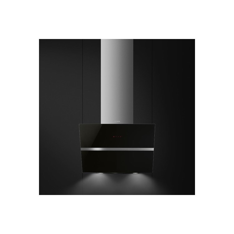 Smeg KCV60NE 60cm Black Glass Angled Chimney Hood