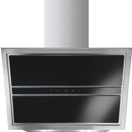 Smeg KCVR9NE 90cm Angled Chimney Cooker Hood Stainless Steel And Black Glass