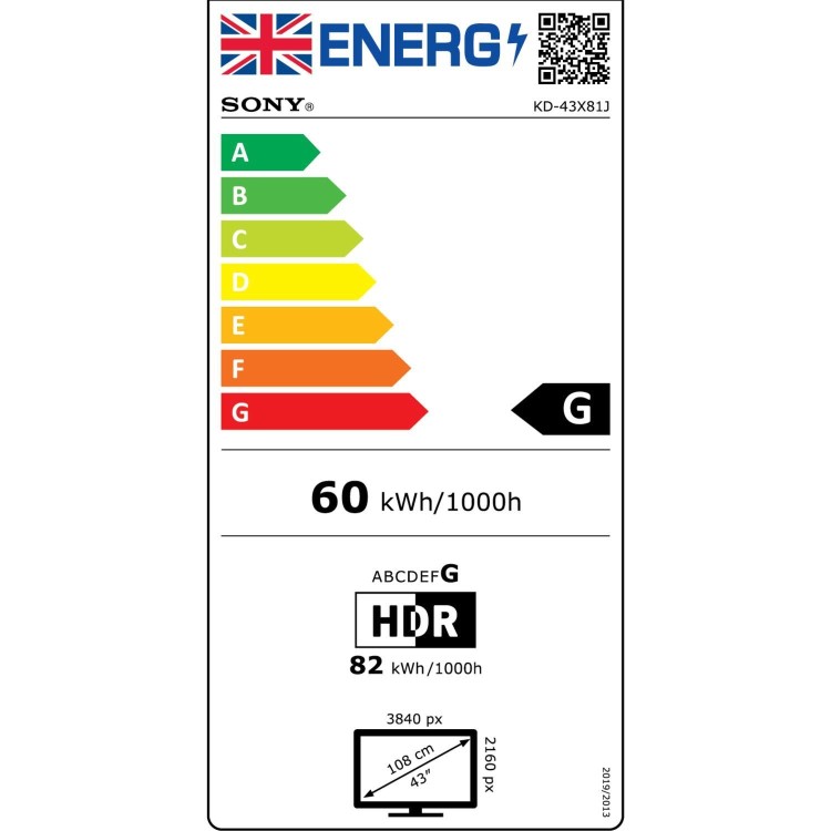 Sony X81J BRAVIA 43 Inch 4K HDR10 Freeview HD Dolby Atmos Google Smart TV