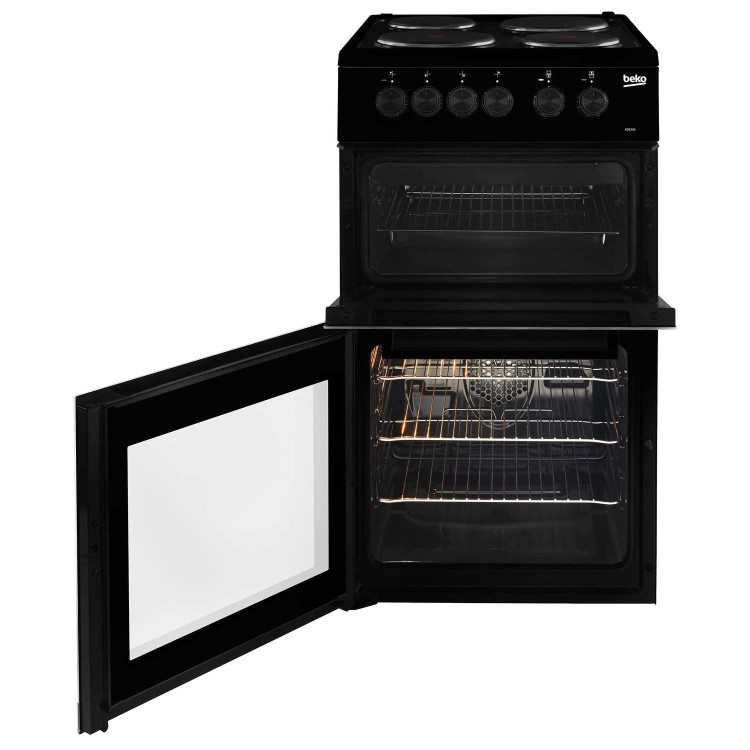 Refurbished Beko KD533AK 50cm Double Cavity Electric Cooker Black