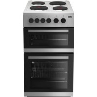 Beko KD533AS 50cm Twin Cavity Electric Cooker With Solid Plate Hob - Silver