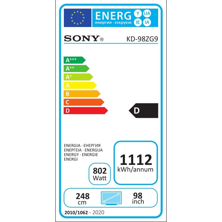 Sony MASTER Series KD98ZG9 98" 8K Android Smart HDR LED TV