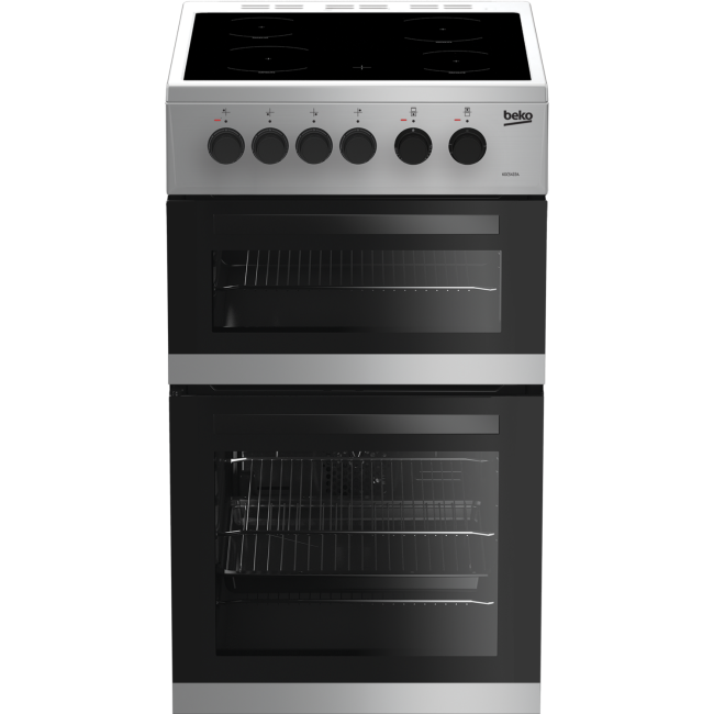 GRADE A1 - Beko KDC5422AS 50cm Twin Cavity Electric Cooker with Ceramic Hob - Silver