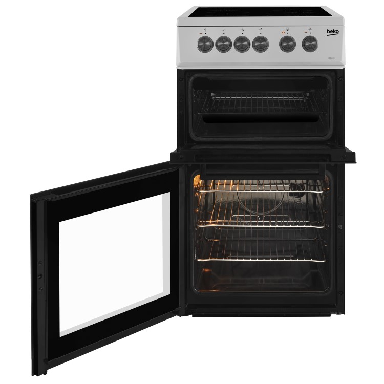 GRADE A2 - Beko KDC5422AS 50cm Twin Cavity Electric Cooker with Ceramic Hob - Silver