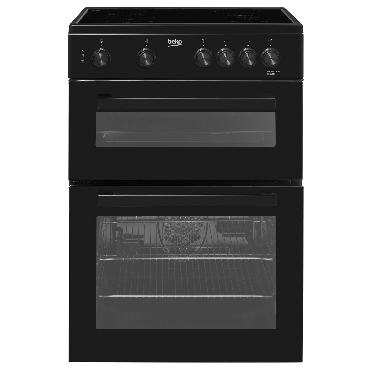 Refurbished Beko KDC611K 60cm Double Oven Electric Cooker with Ceramic Hob Black