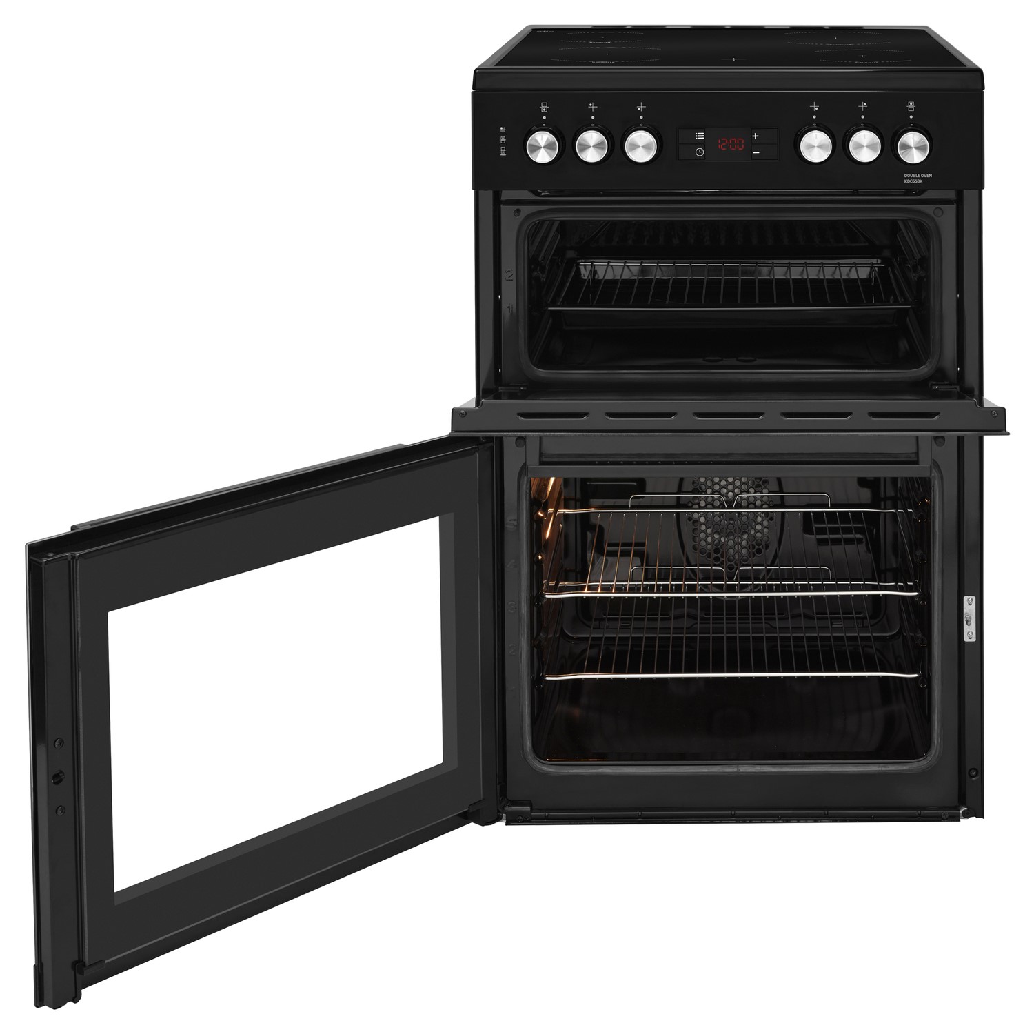 Beko 60cm Double Oven Electric Cooker With Ceramic Hob Black KDC653K