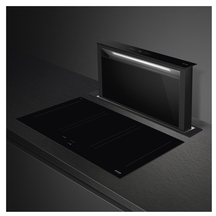 Smeg 90cm Island Downdraft Cooker Hood - Black