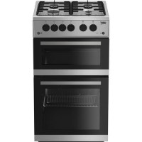 Beko 50cm Twin Cavity Gas Cooker - Silver