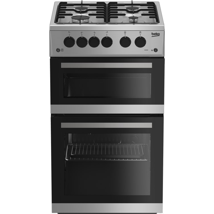 Beko 50cm Twin Cavity Gas Cooker - Silver