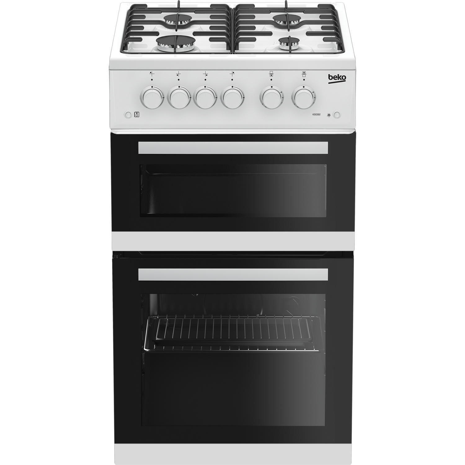 Beko 50cm Twin Cavity Gas Cooker with Interior Light - White