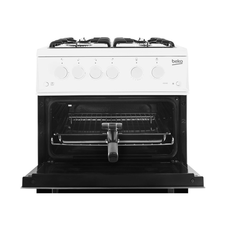 Beko 50cm Twin Cavity Gas Cooker with Interior Light - White