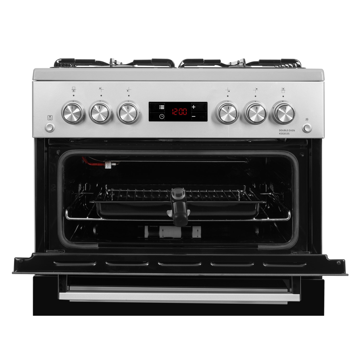 beko kdg653s 60cm double oven gas cooker silver