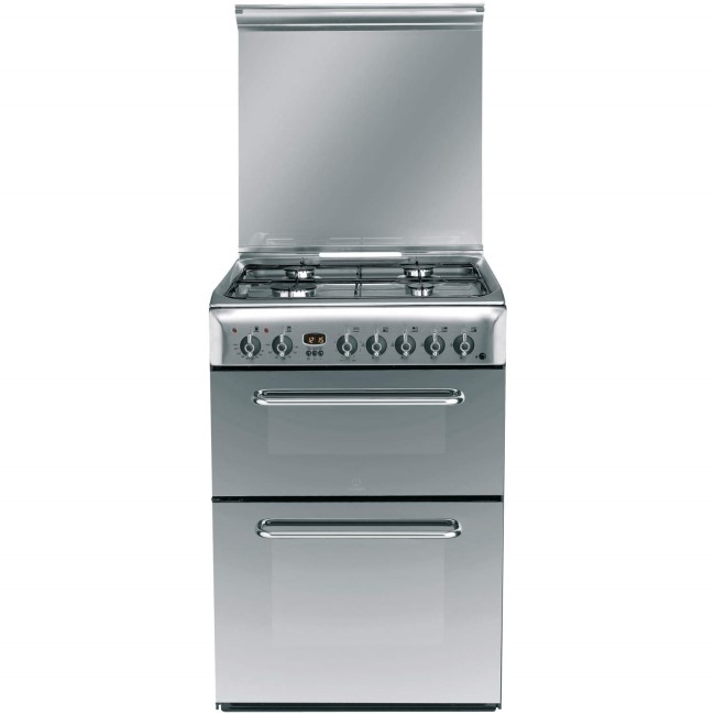 Indesit 60cm Double Oven Dual Fuel Cooker Stainless Steel KDP60SE