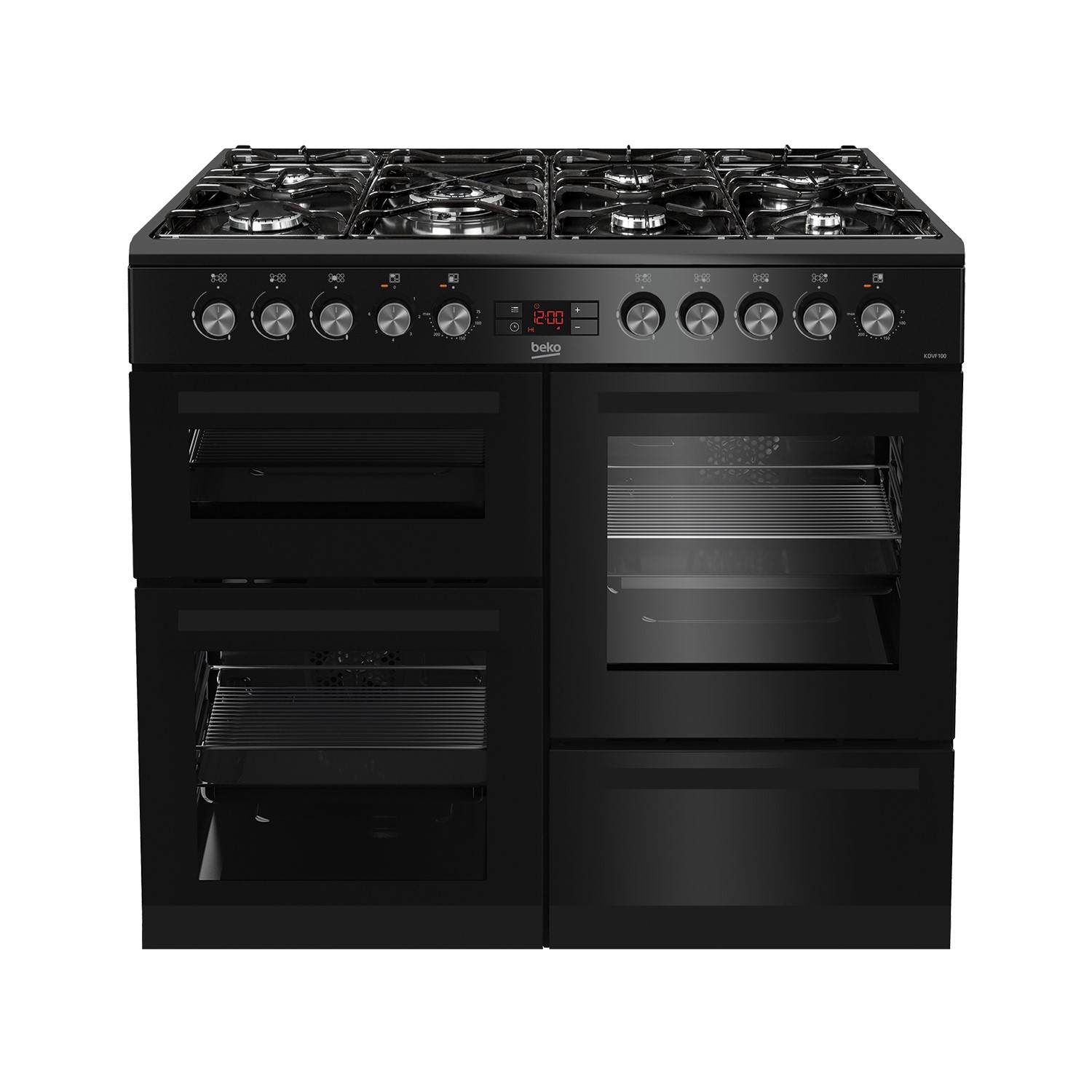 Beko 100cm Dual Fuel Range Cooker - Black