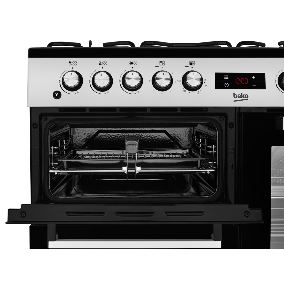 Beko KDVF100S 100cm Dual Fuel Double Oven Range Cooker Silver