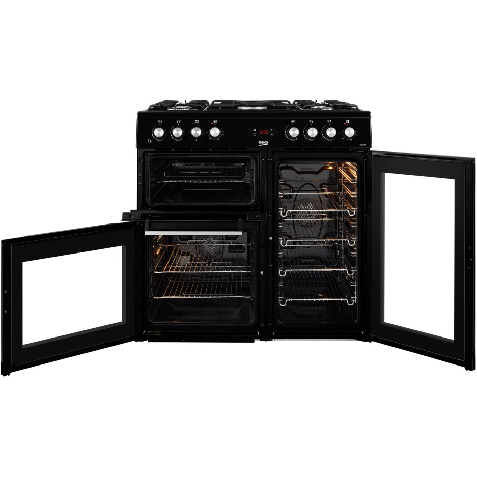 Beko KDVF90K 90cm Dual Fuel Double Oven Range Cooker Black