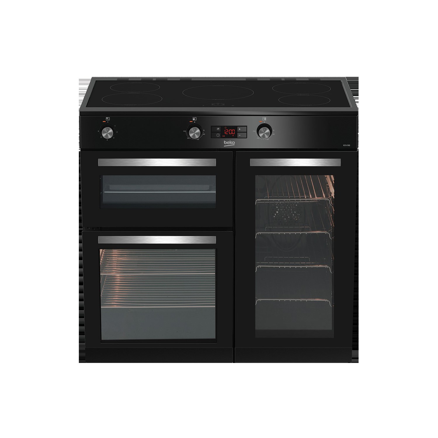 Beko 90cm Electric Range Cooker with Induction Hob Black KDVI90K