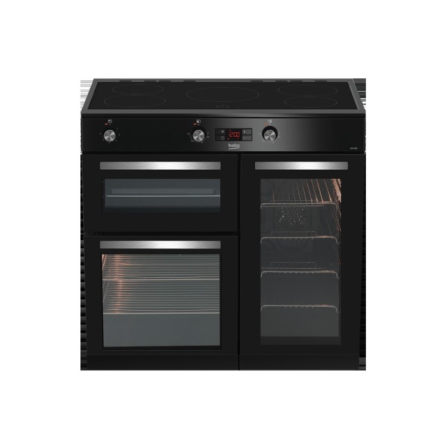 Beko 90cm Electric Range Cooker with Induction Hob Black KDVI90K