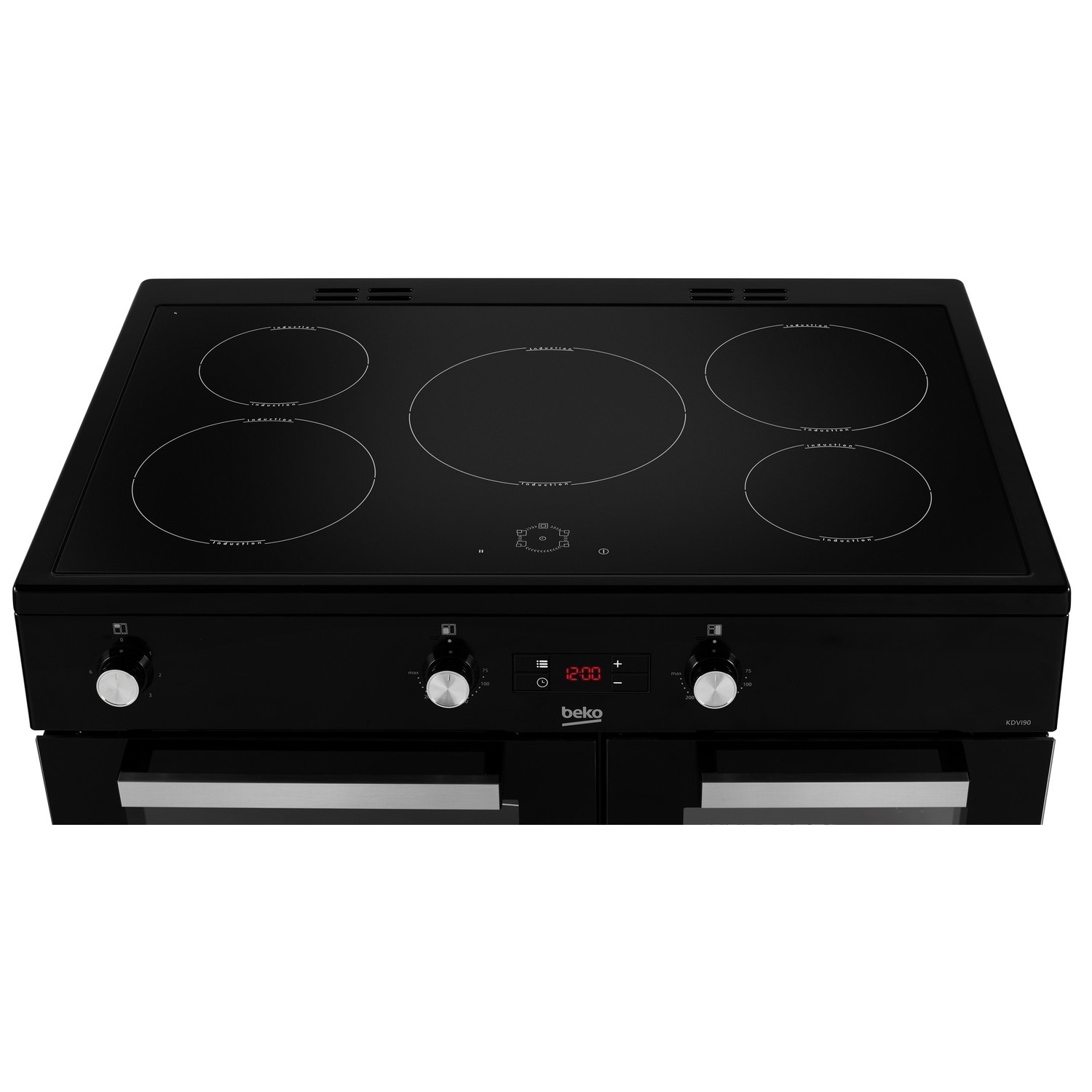 Beko 90cm Electric Range Cooker with Induction Hob Black KDVI90K