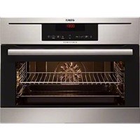 GRADE A1 - AEG KP8404021M Compact Height Electric Built-in Single Oven With Pyroluxe Cleaning Stainless Steel