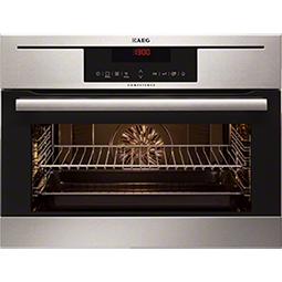 GRADE A1 - AEG KP8404021M Compact Height Electric Built-in Single Oven With Pyroluxe Cleaning Stainless Steel