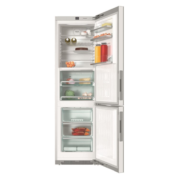 Miele KFN29683DBrWh Prestige Click2Open SoftClose 201x60cm Frost Free Brilliant White Glass Freestanding Fridge Freezer