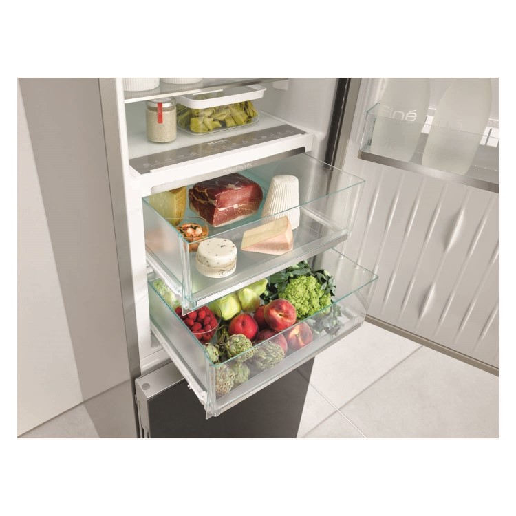Miele KFN29683DBrWh Prestige Click2Open SoftClose 201x60cm Frost Free Brilliant White Glass Freestanding Fridge Freezer