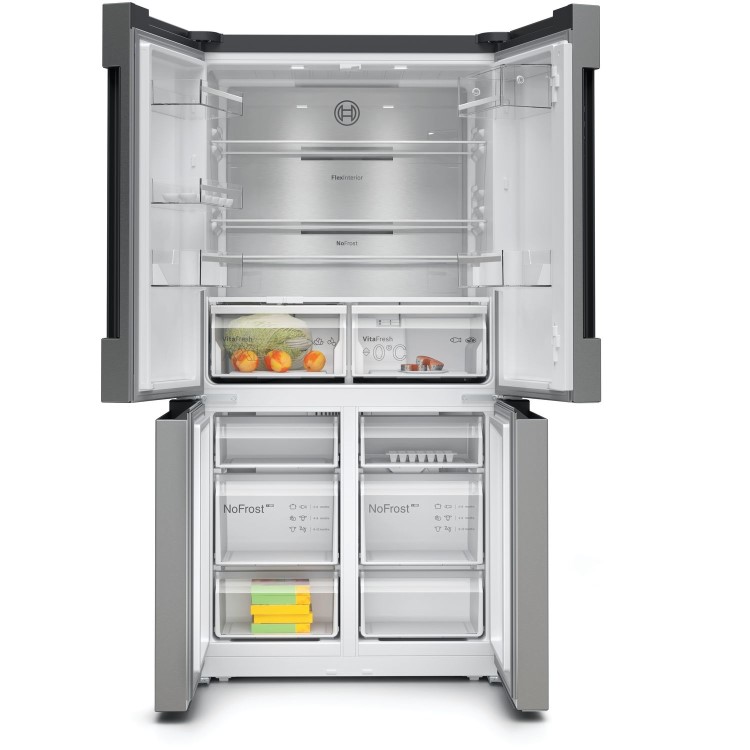Bosch Series 4 605 Litre Four Door Freestanding Fridge Freezer - EasyClean Stainless Steel