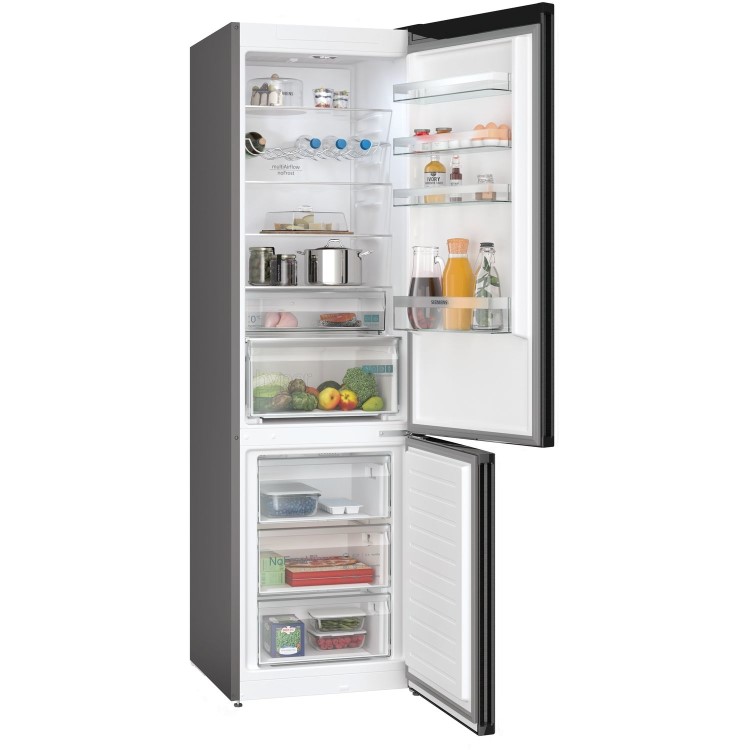 Siemens Freestanding Fridge Freezer in Black Inox-Antifingerprint