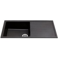CDA Single Bowl Right Hand Drainer Compsoite Black Inset Kitchen Sink