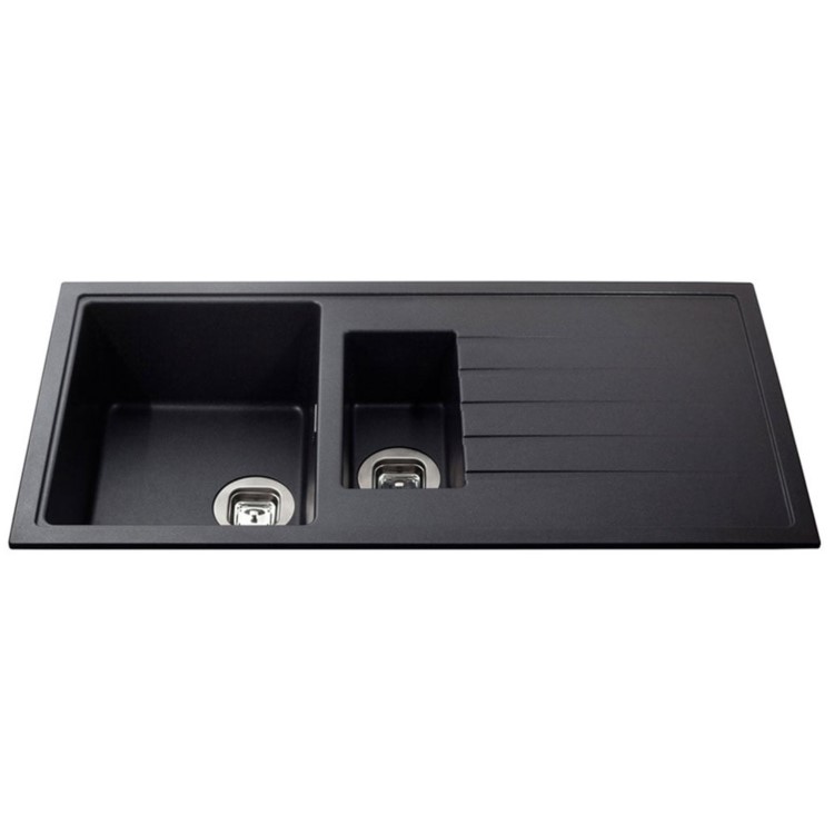 1.5 Bowl Inset Black Composite Kitchen Sink with Reversible Drainer - CDA