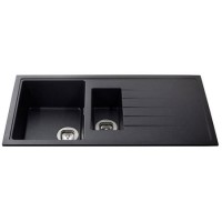 1.5 Bowl Inset Black Composite Kitchen Sink with Reversible Drainer - CDA