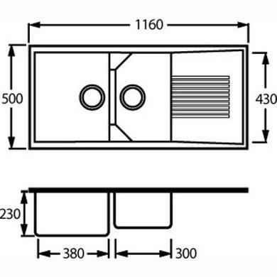 CDA KG64WH Composite Double Bowl Sink