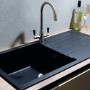Single Bowl Black Composite Kitchen Sink with Reversible Drainer - CDA
