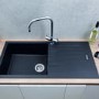 Single Bowl Black Composite Kitchen Sink with Reversible Drainer - CDA