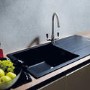 Single Bowl Black Composite Kitchen Sink with Reversible Drainer - CDA