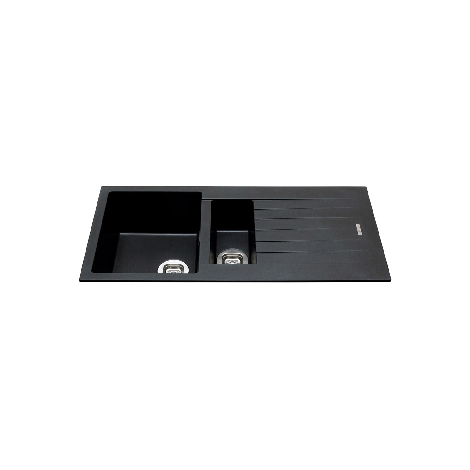 1.5 Bowl Inset Black Composite Kitchen Sink with Reversible Drainer - CDA