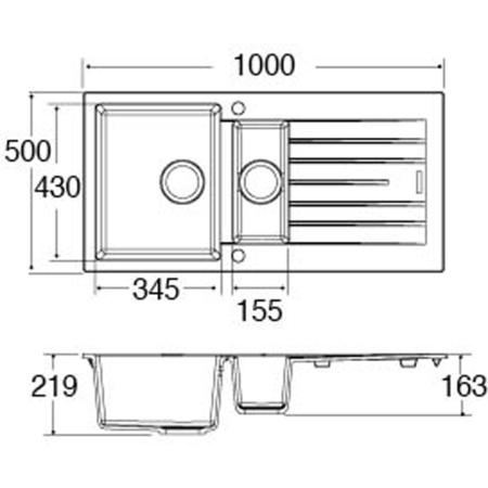 1.5 Bowl Inset Grey Composite Kitchen Sink - CDA