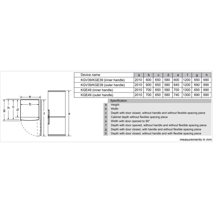 GRADE A2 - Bosch Serie 4 KGE49VW4AG 201x70cm 412L Freestanding Fridge Freezer - White