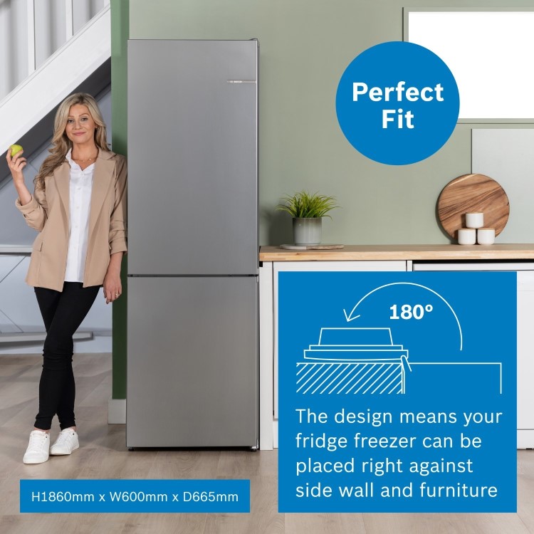 Refurbished Bosch Series 4 KGN362LDFG Freestanding 321 Litre 60/40 Frost Free Fridge Freezer Stainless Steel Look