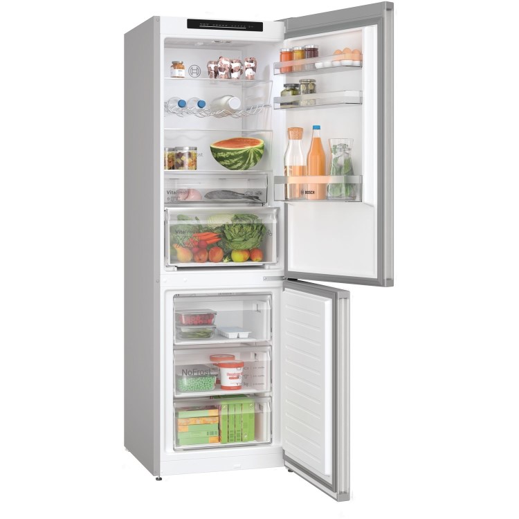 Refurbished Bosch Series 4 KGN362LDFG Freestanding 321 Litre 60/40 Frost Free Fridge Freezer Stainless Steel Look