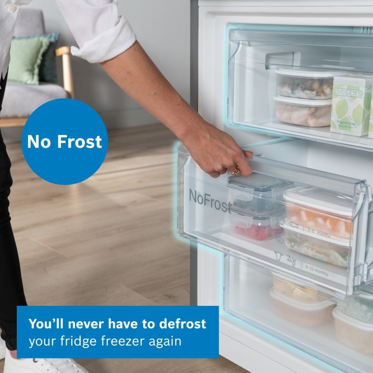 Refurbished Bosch Series 4 KGN362LDFG Freestanding 321 Litre 60/40 Frost Free Fridge Freezer Stainless Steel Look