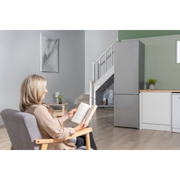 Refurbished Bosch KGN392LAGG Series 4 363 Litre 70/30 Freestanding Fridge Freezer - Stainless Steel