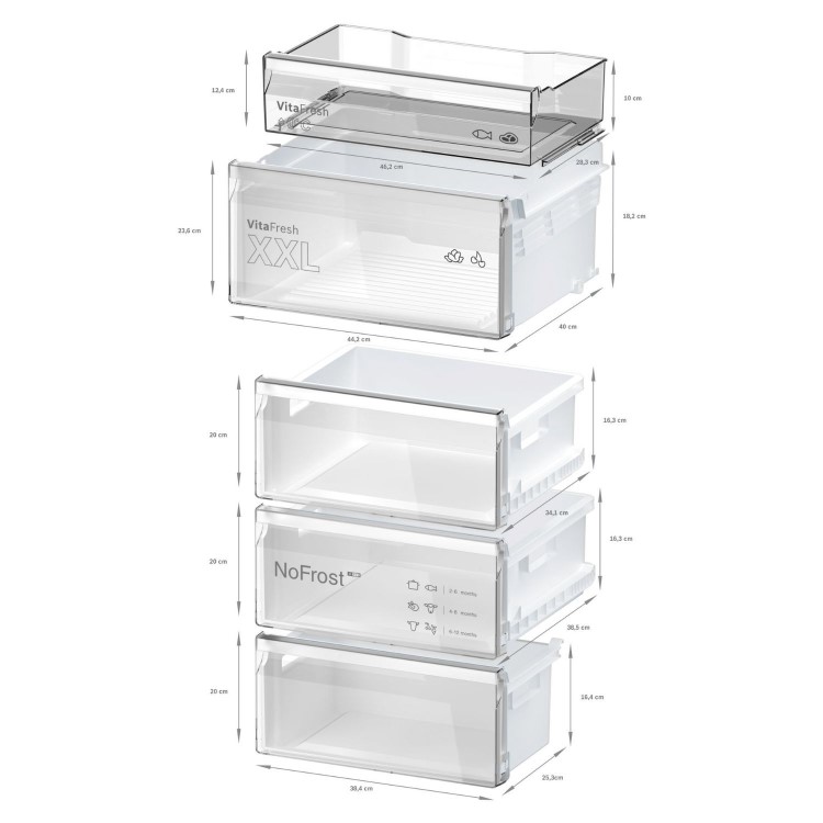 Bosch Series 4 363 Litre 70/30 Freestanding Fridge Freezer - Cast Iron