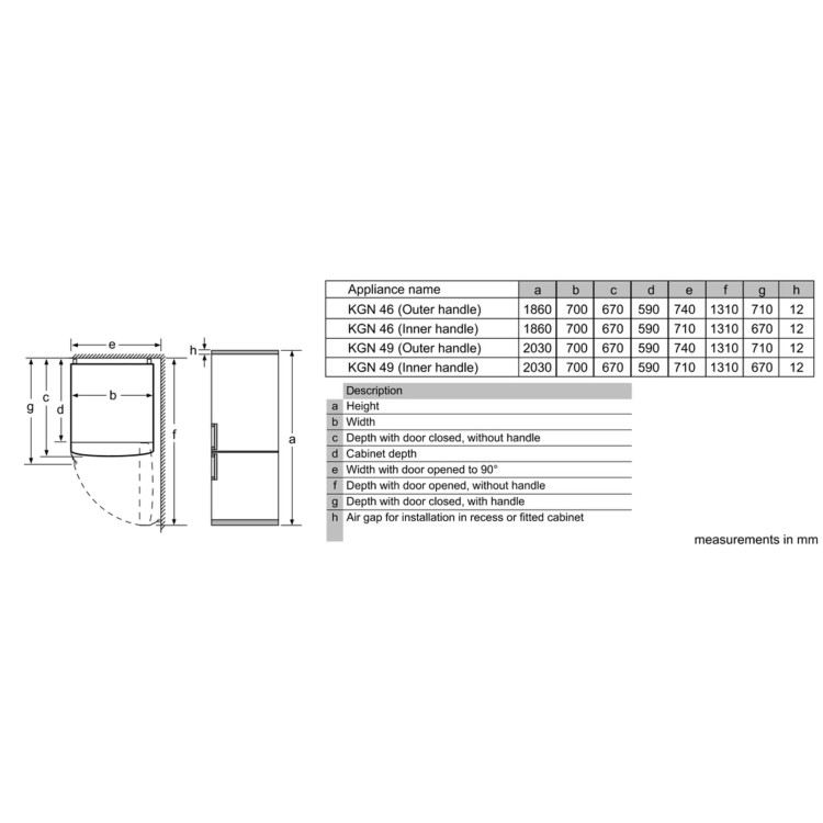 Bosch KGN49AI31 Serie 6 203x70cm 435L No Frost Freestanding Fridge Freezer - WiFi Ready - Stainless Steel