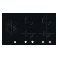 Kitchen Aid 86cm 5 Burner Gas on Glass Hob with Wok Burner - Black