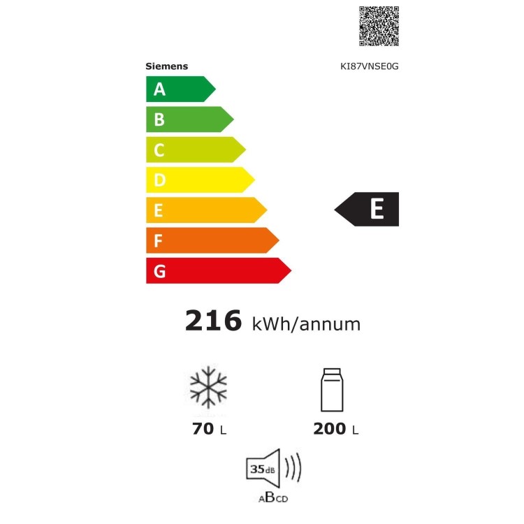 Refurbished Siemens iQ100 KI87VNSE0G Integrated 270 Litre 70/30 Low Frost Fridge Freezer White