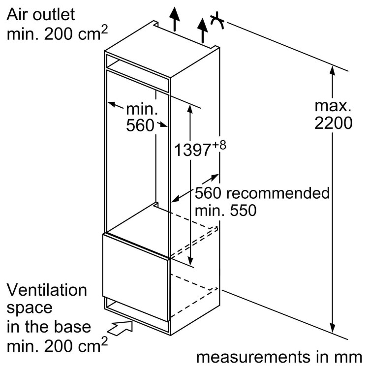 Siemens KI51RADF0 iQ500 140x54cm In-column Integrated Fridge