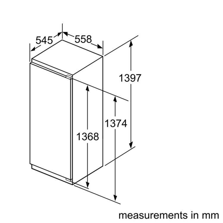Siemens KI51RAF30G iQ500 247L 140x56cm In-column Integrated Fridge - Door-on-door