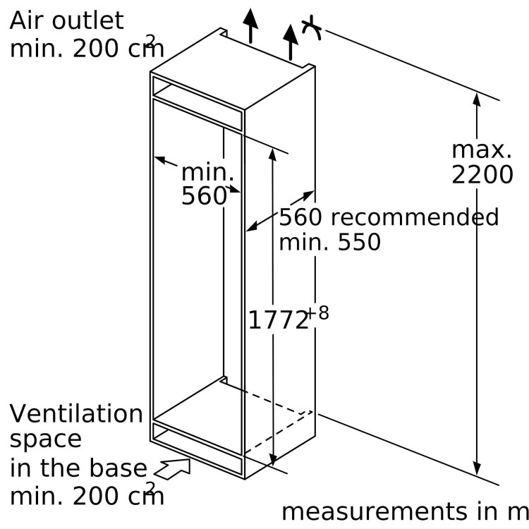 Siemens iQ500 286 Litre In-column Integrated Fridge